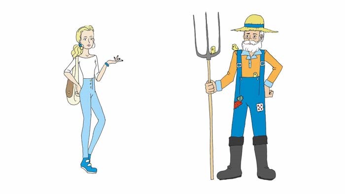Frau und Bauer