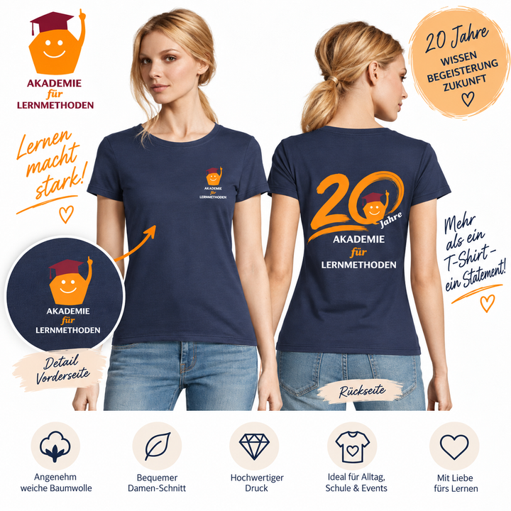 Damen-T-Shirt – 20 Jahre Akademie für Lernmethoden