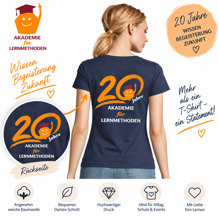 Damen-T-Shirt – 20 Jahre Akademie für Lernmethoden