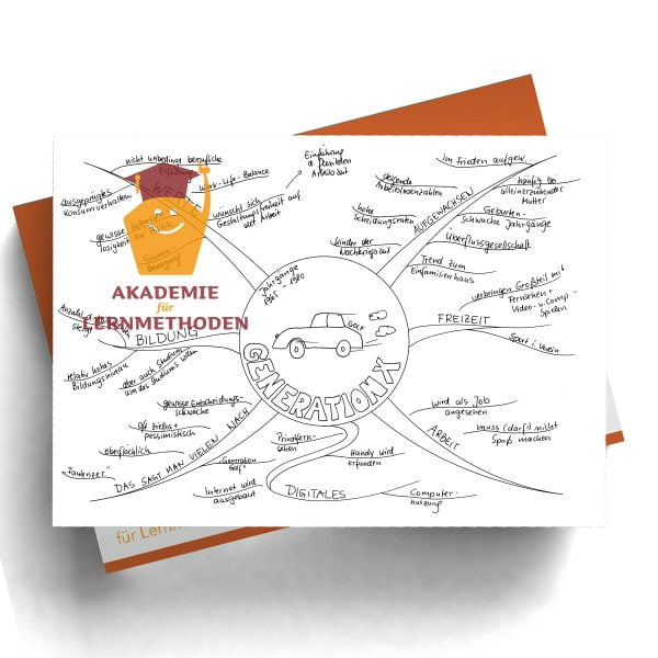 Mindmap zum Thema Generation-X in Schwrz Weiß