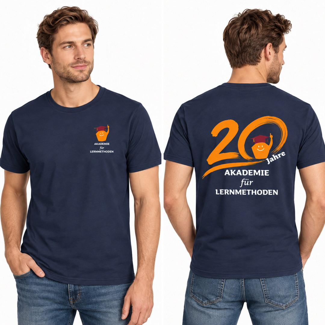 Herren-T-Shirt – 20 Jahre Akademie für Lernmethoden
