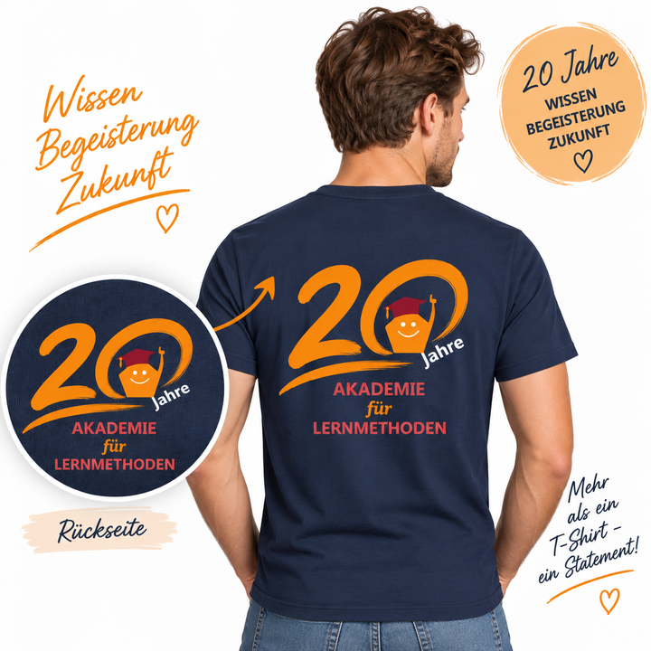 Herren-T-Shirt – 20 Jahre Akademie für Lernmethoden