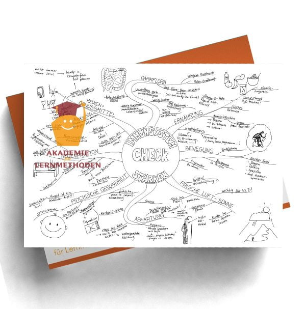 Mindmap zum Thema Immunsystem in schwarz-weiß