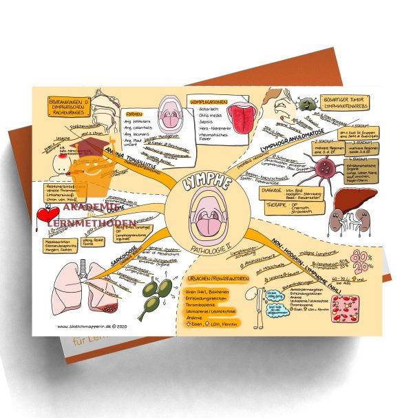 Mindmap zum Thema Lymphe_Pathologie II für den med. Heilpraktiker