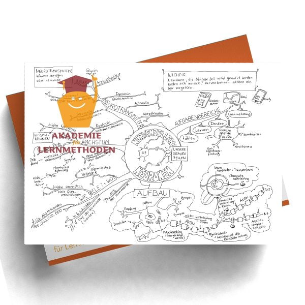 Mindmap zum Thema Nervenzellen in Schwarz weiß