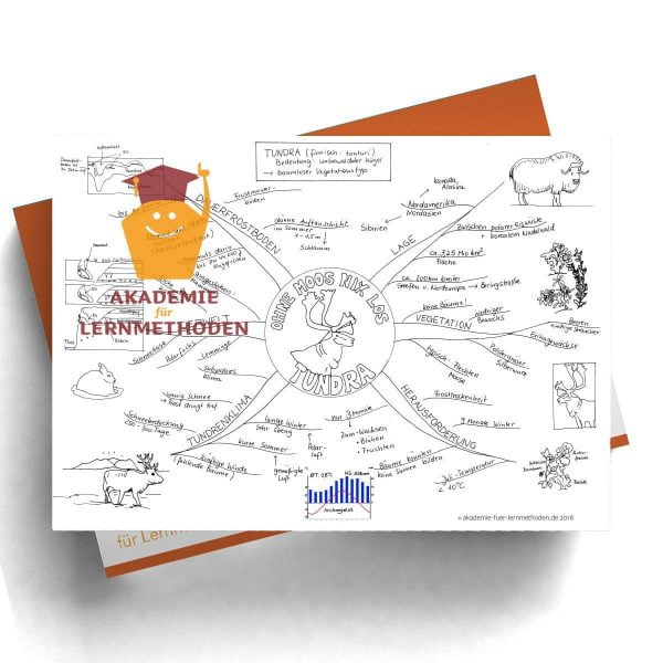 Mindmap zum Thema Tundra in Schwarz weiß